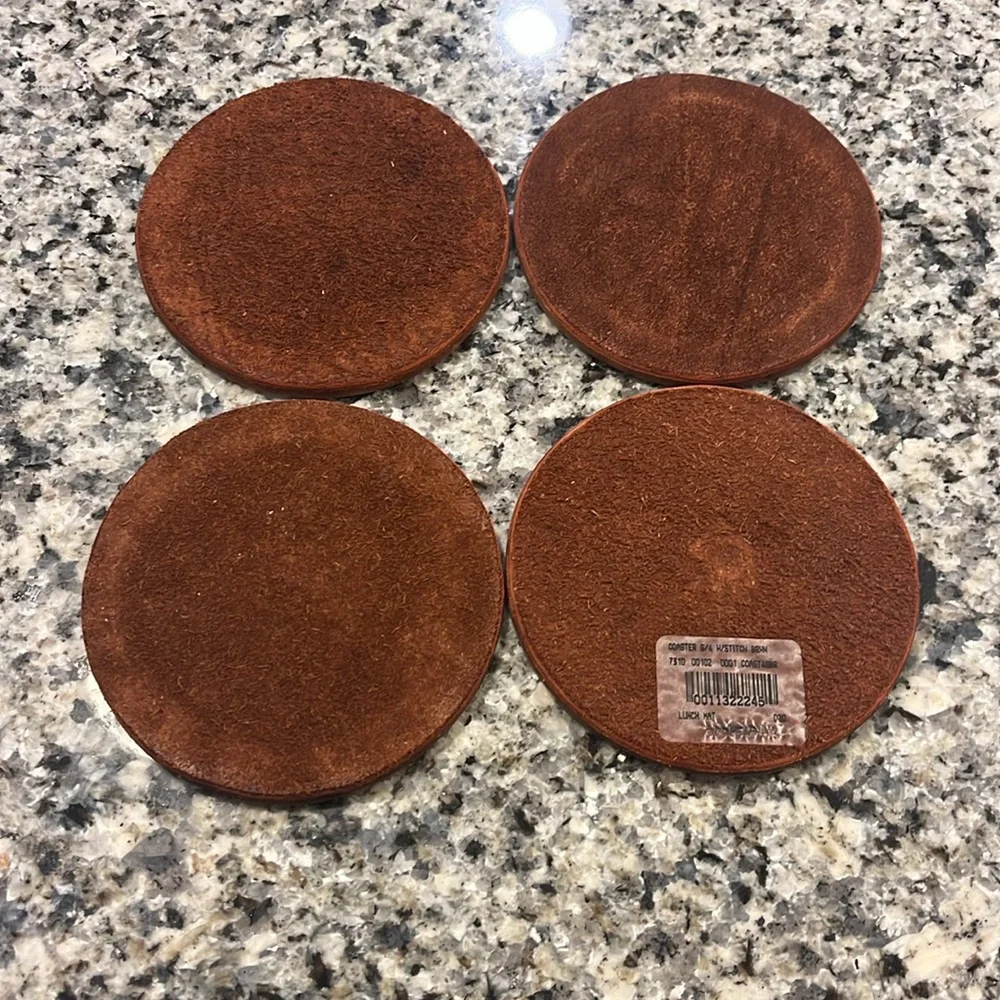 Ralph Lauren Leather Coaster Set of 4 brown Vintage